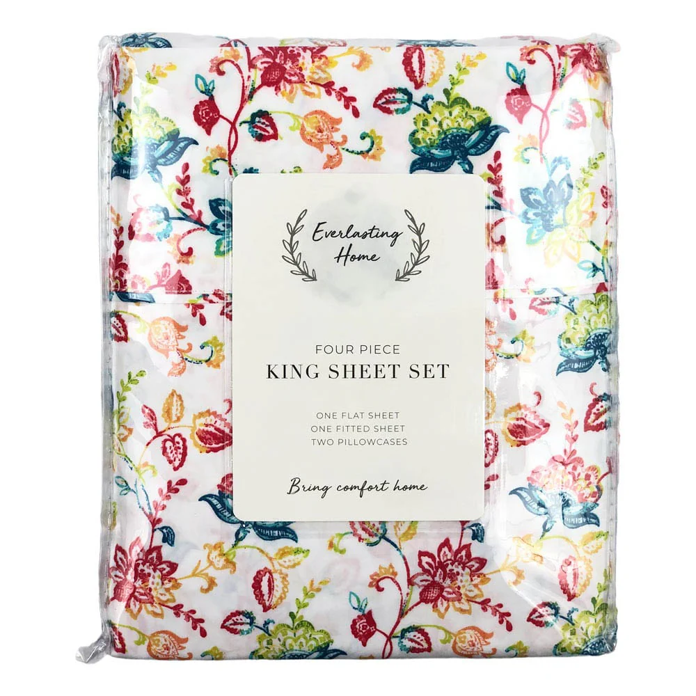 Sabana SI Home Fashion Estampada 4 Piezas Blanco - KING