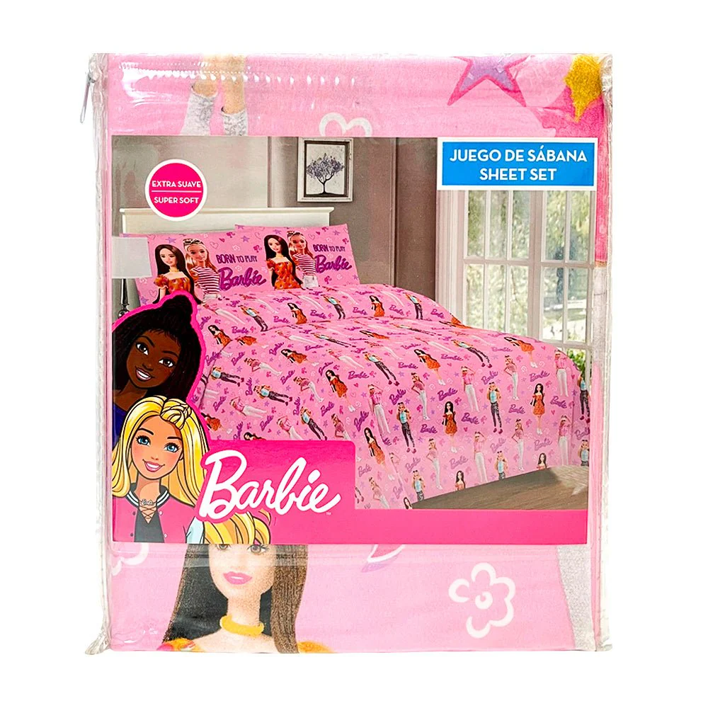 Sábana Twin Barbie/Born To Play 3 Piezas Infantil - Image 2