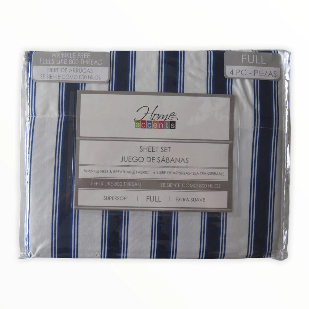Sábanas Stripe Home Accents 4 Piezas - FULL