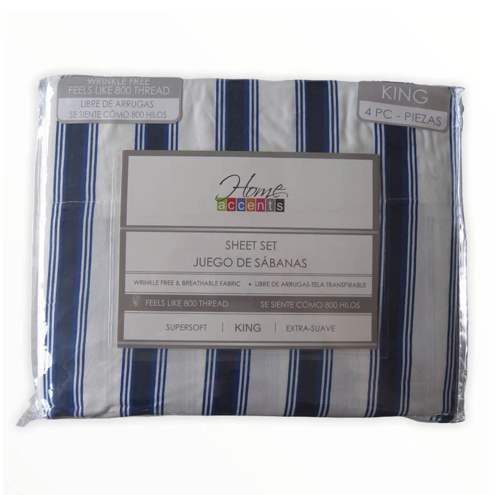 Sábanas Stripe Home Accents 4 Piezas - KING