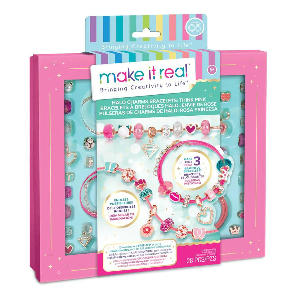 Pulseras con dijes de halo Think Pink – Kit DIY Make It Real