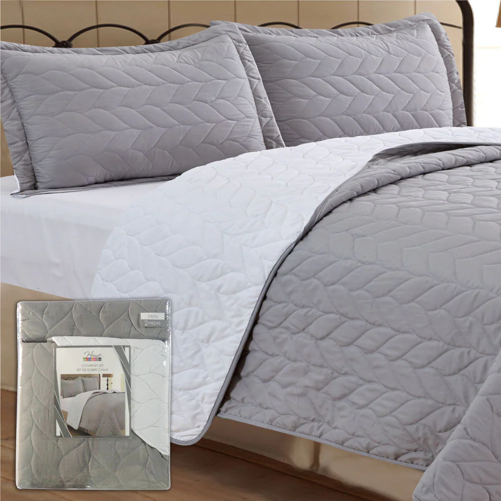 Sobrecama Home Accents de 3 Piezas Gris - FULL