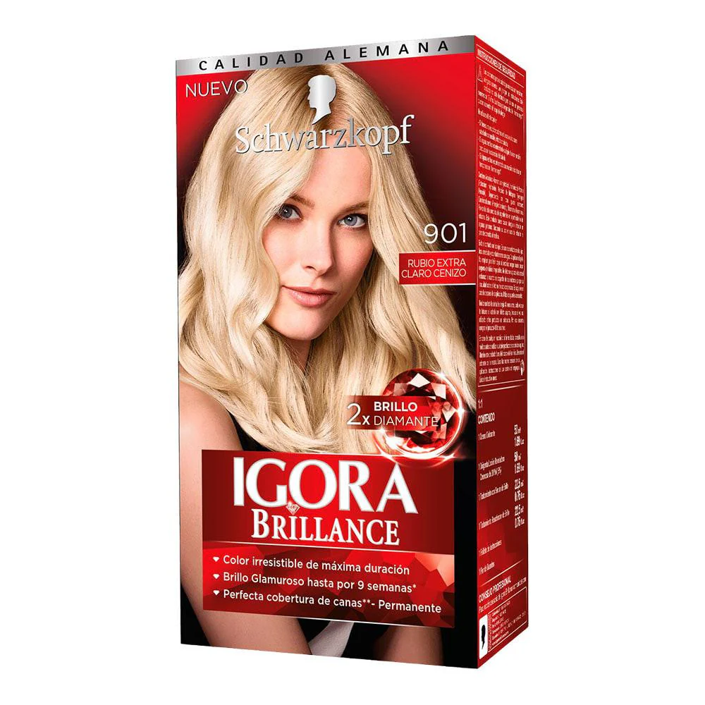 Tinte Igora Brillant Rubio Extra Claro Cenizo - 901
