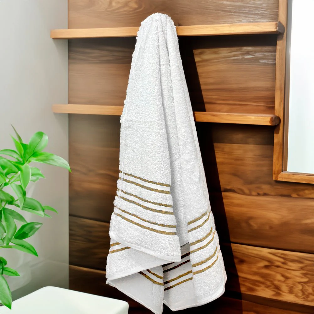 Toalla De Baño Cannon Dallas 27” X 54” Blanco/Taupe