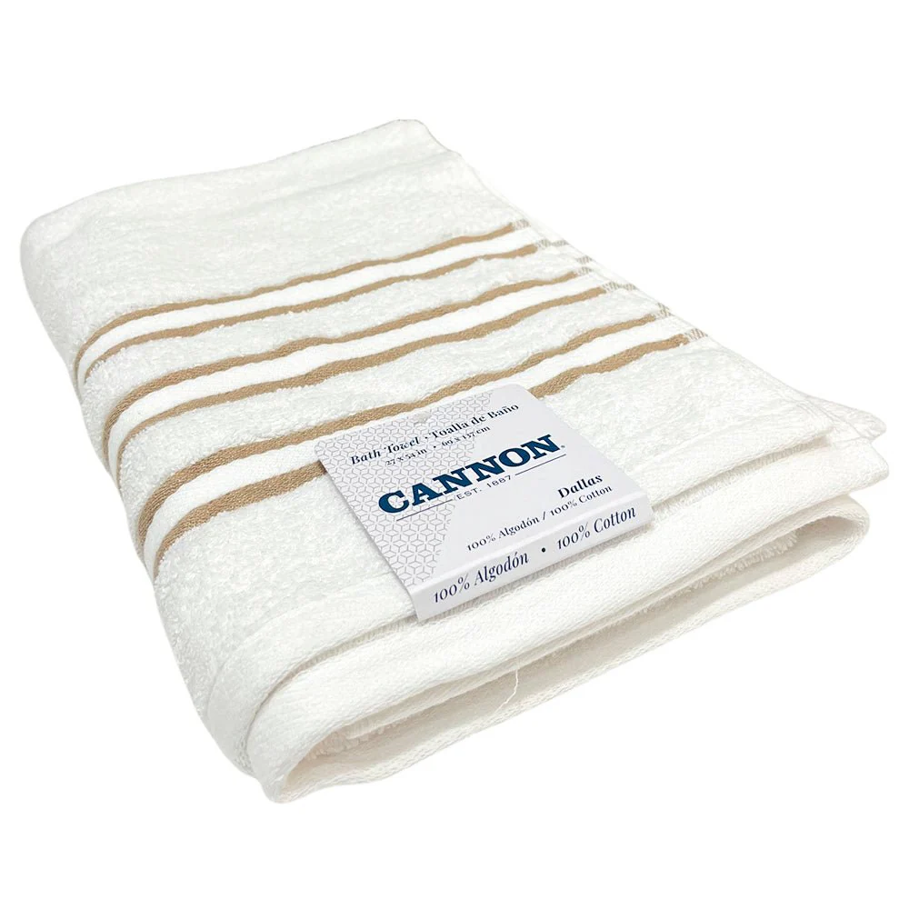 Toalla De Baño Cannon Dallas 27” X 54” Blanco/Taupe - Image 2