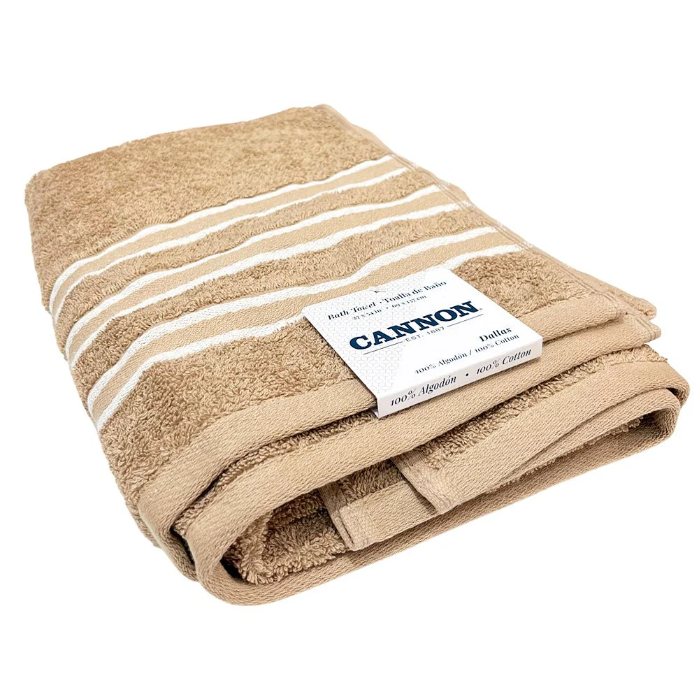 Toalla De Baño Cannon Dallas 27” X 54” Taupe/Blanco - Image 2