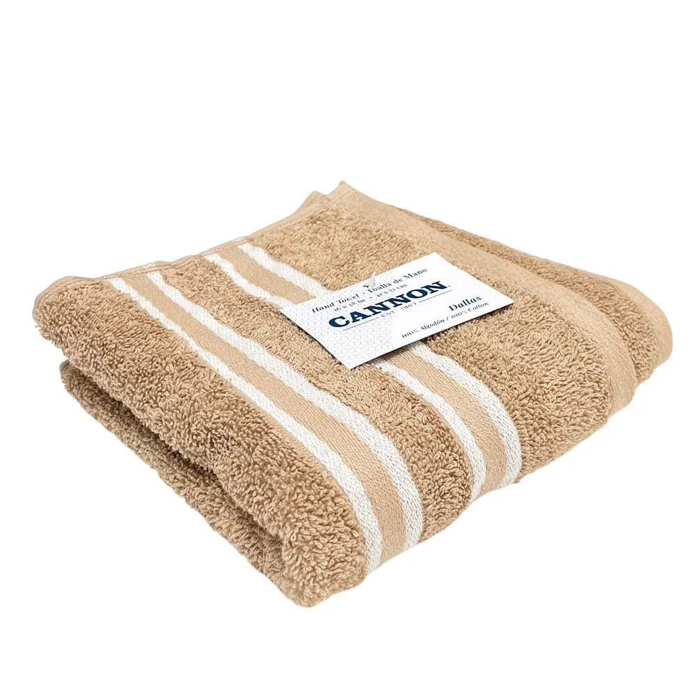 Toalla De Mano Cannon Dallas 16” X 28” Taupe/Blanco - Image 2