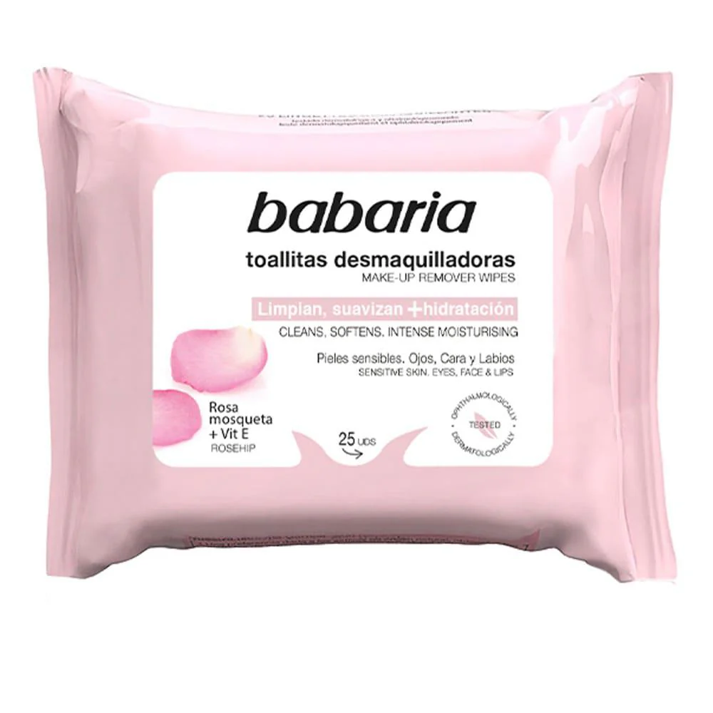 Toallas Desmaquilladoras Rosa Mosqueta Babaría 25 Unidades