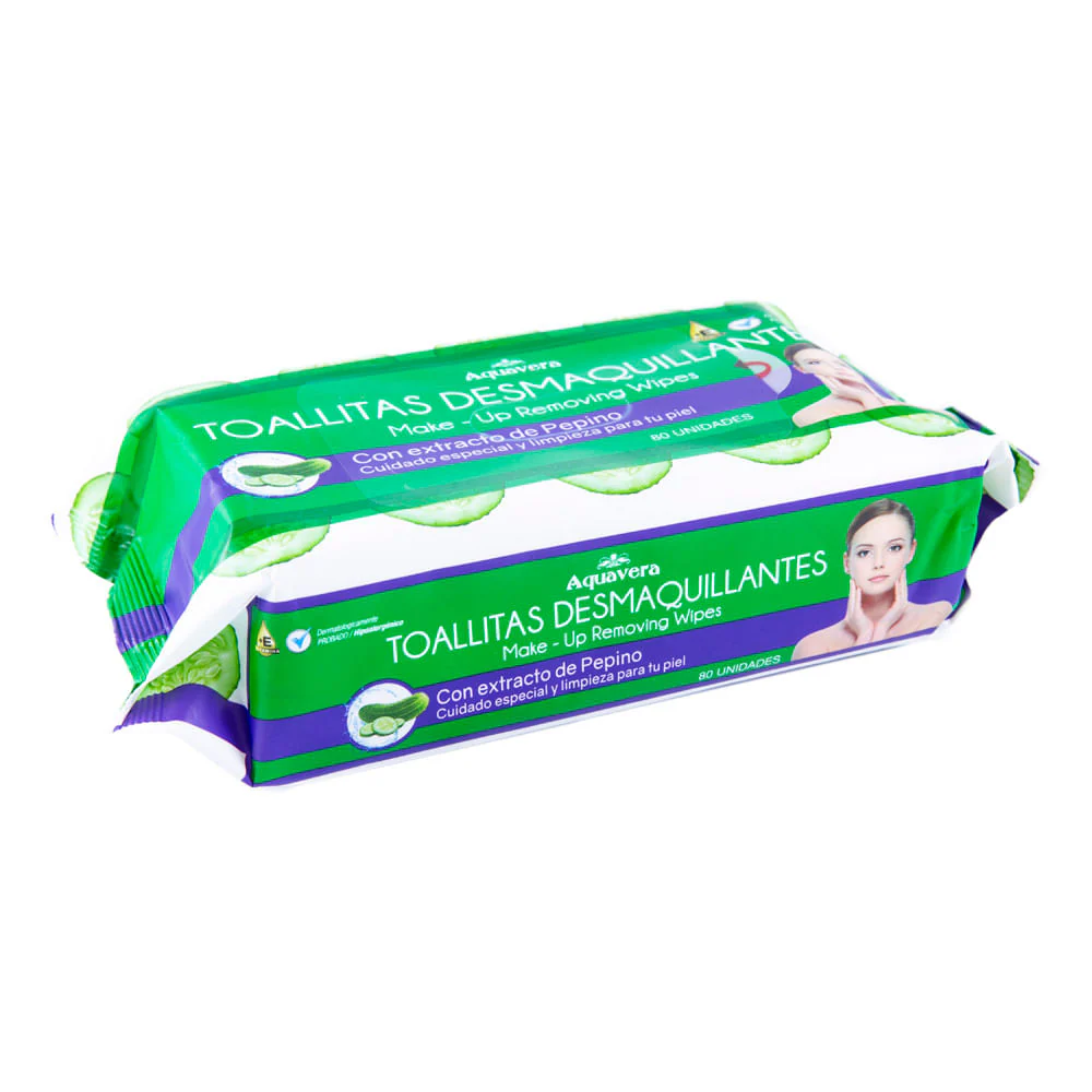 Toallas Desmaquillante Aquavera Con Extracto De Pepino 80 Piezas - Image 2