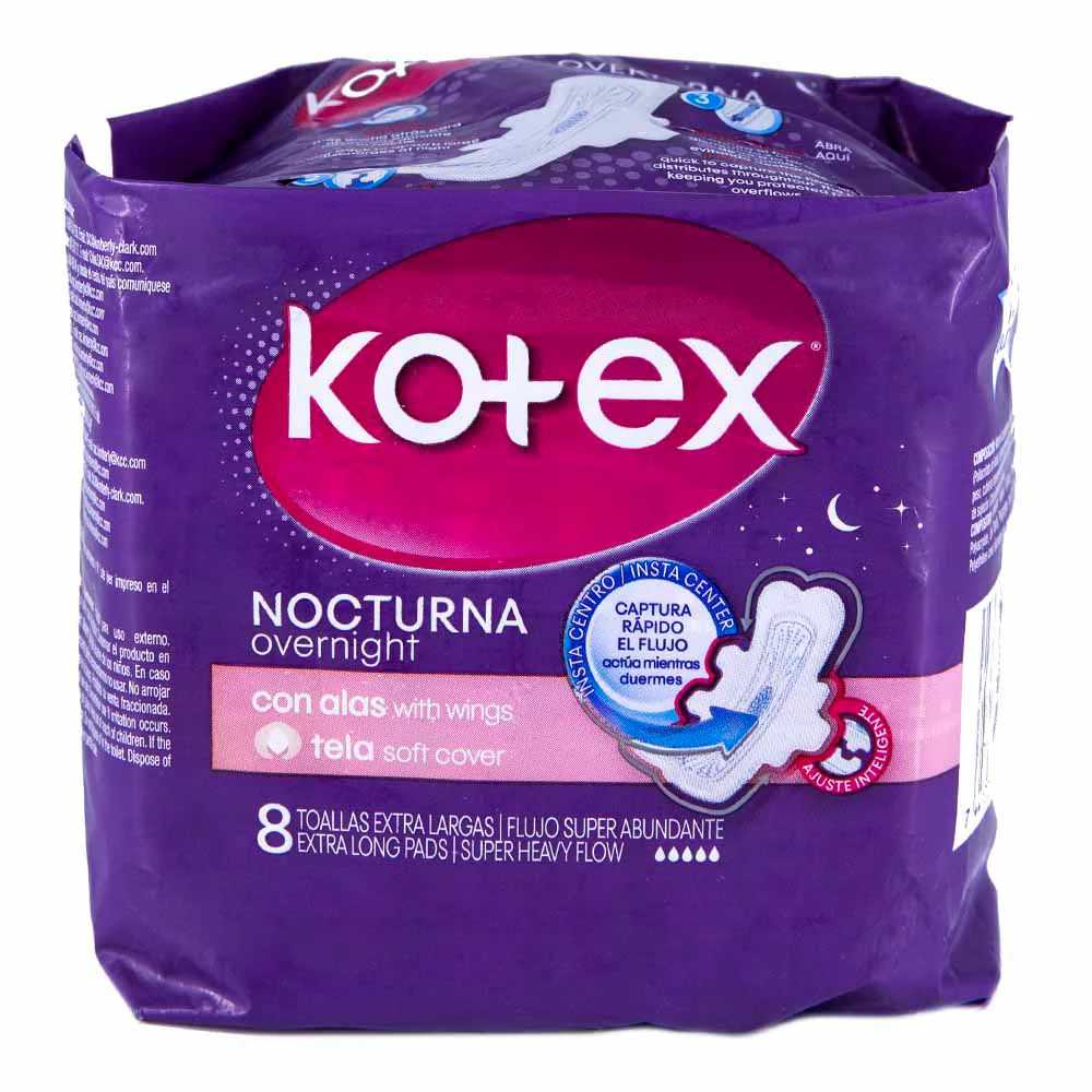 Toallas Sanitarias Kotex Nocturnas-Tela Con Alas