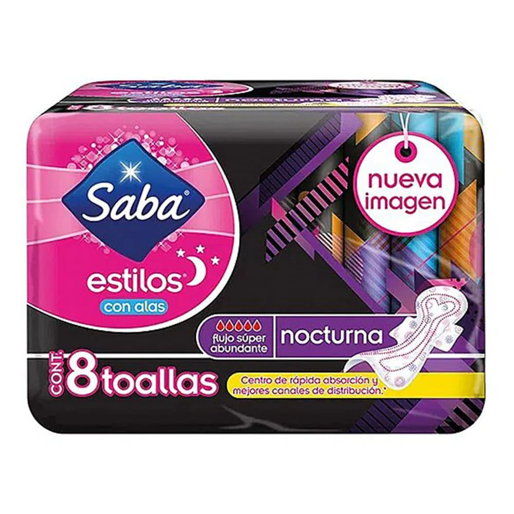 Toallas Sanitarias Saba Estilo Nocturno 8 Piezas