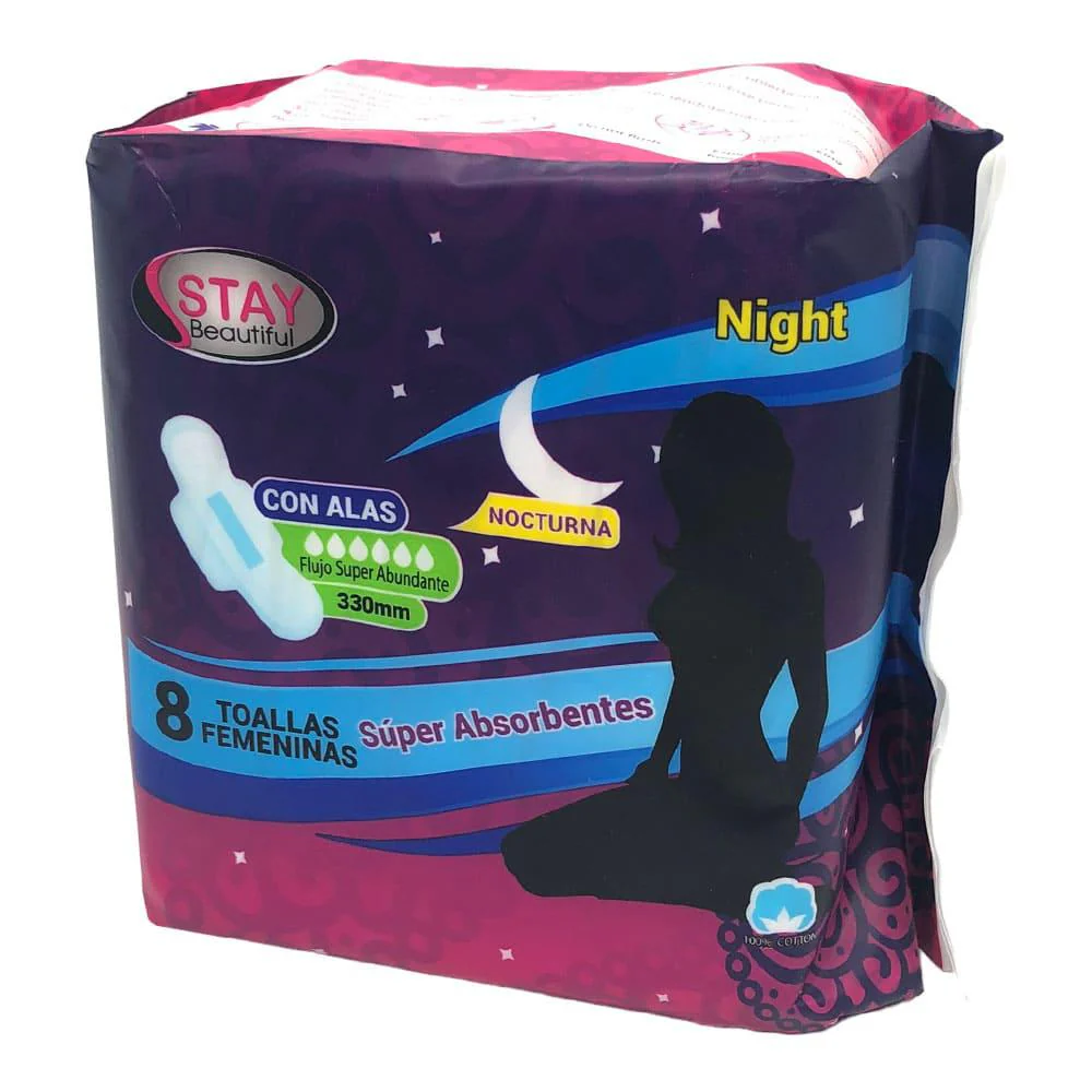 Toallas Sanitarias Stay B Nocturna 8Pza
