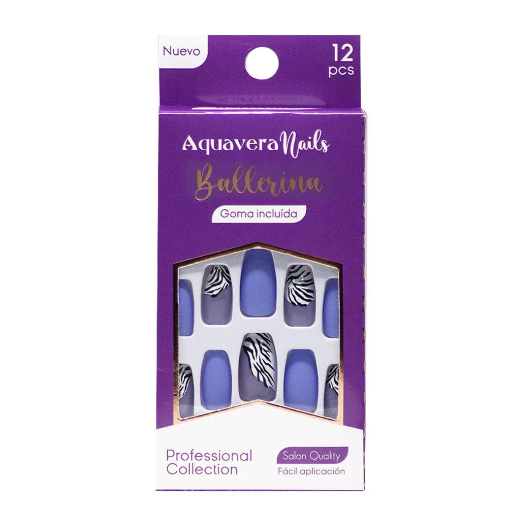 Uñas Falsas Aquavera Ballerina 2 Para Dama 12 Piezas