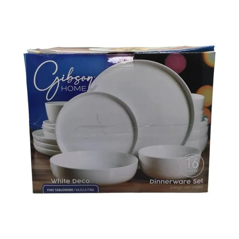 Vajilla De Cerámica Gibson De 16 Piezas Blanco - Image 2