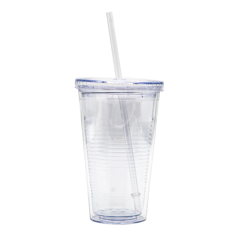 Vaso Acrilico Downtown Con Tapa y Carrizo 16 oz