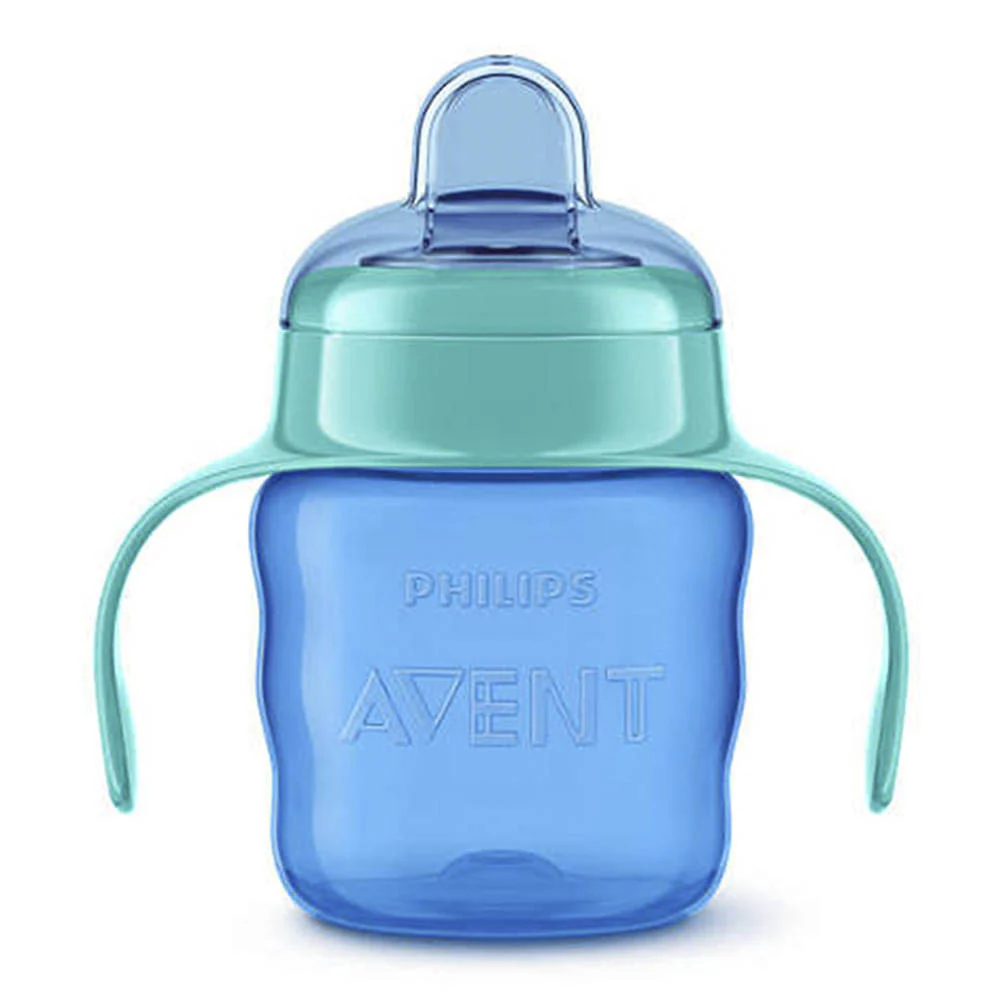 Vaso Boquilla Avent Silicon Con Agarradera Celeste 200 ml