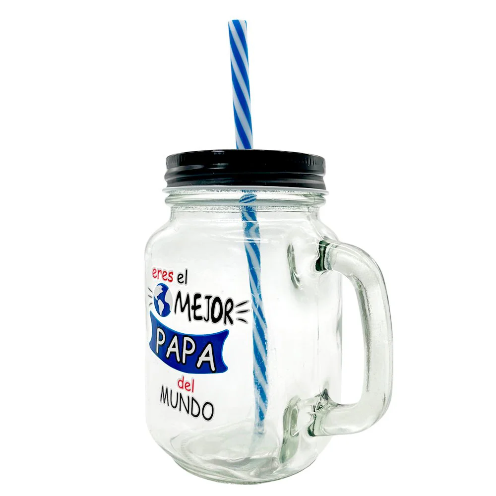 Vaso de vidrio Beneli Home Con Tapa Y Carrizo / El Mejor Papá del Mundo - Image 2