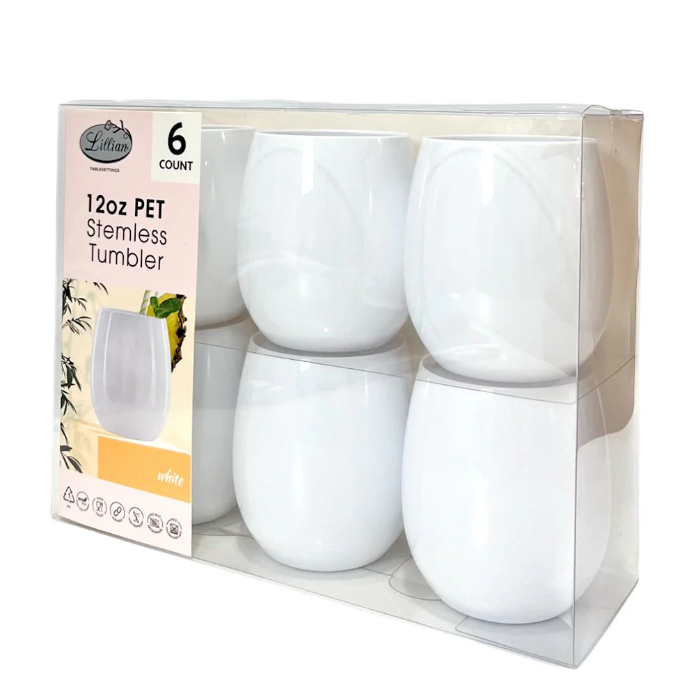 Vaso Plástico 12 Onzas Lillian 6 Piezas / Blanco - Image 4