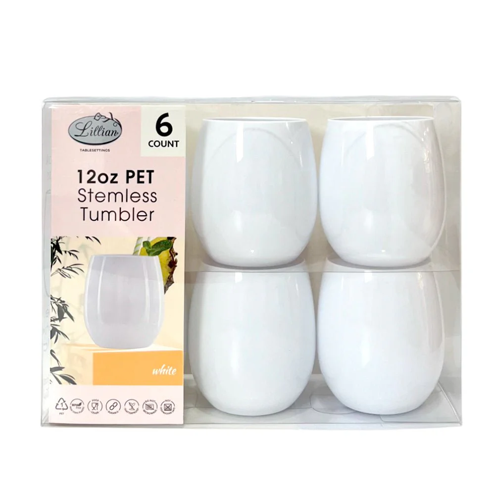 Vaso Plástico 12 Onzas Lillian 6 Piezas / Blanco - Image 5