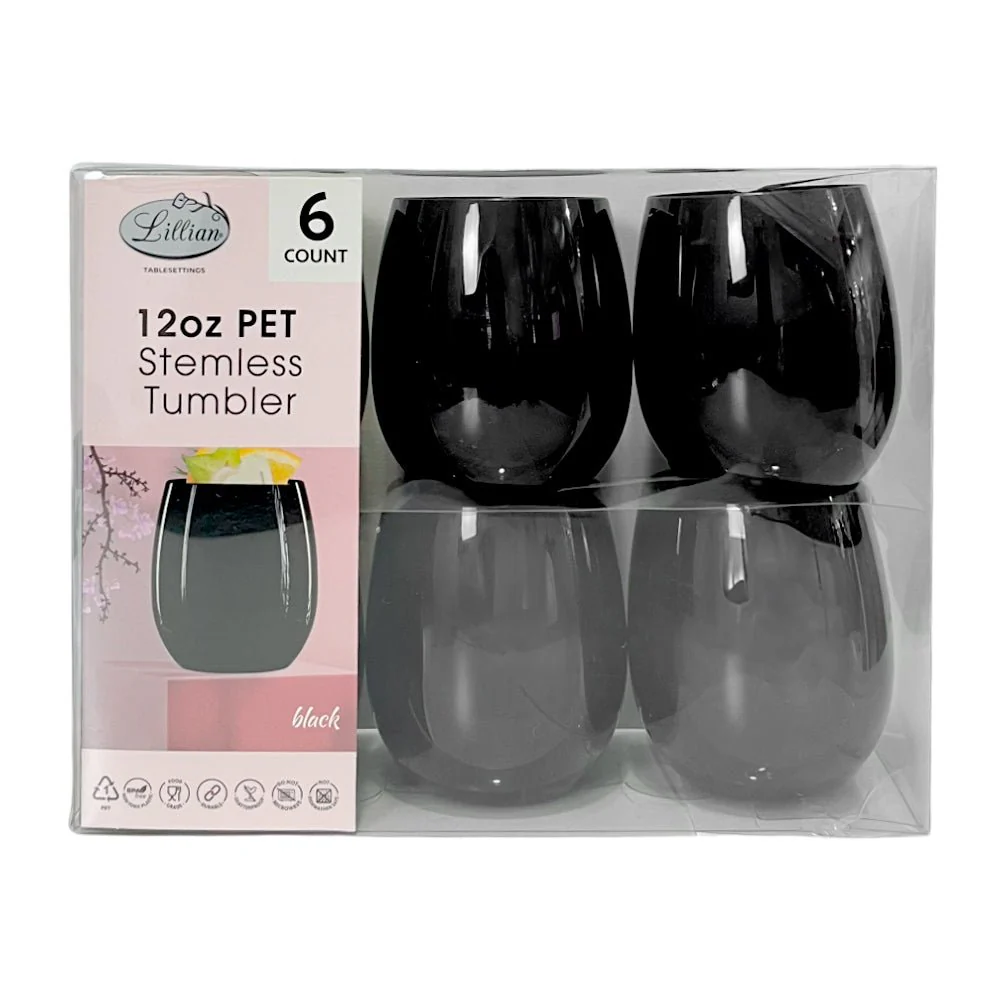 Vaso Plástico 12 Onzas Lillian 6 Piezas / Negro - Image 4