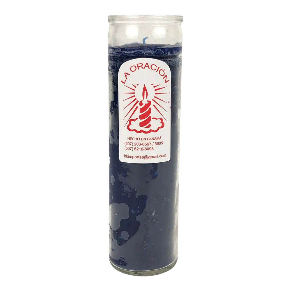 Vela La Oración con Vaso Largo - Azul Marino